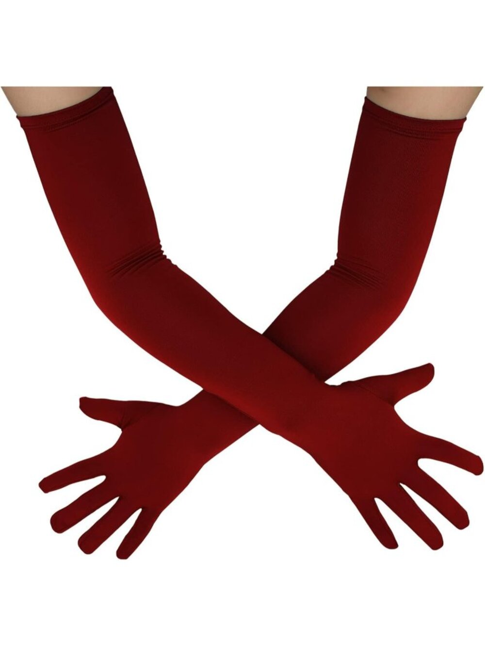 Men's And Women's Wine Stretchy Costume Gloves Banquet Spandex Long Gloves